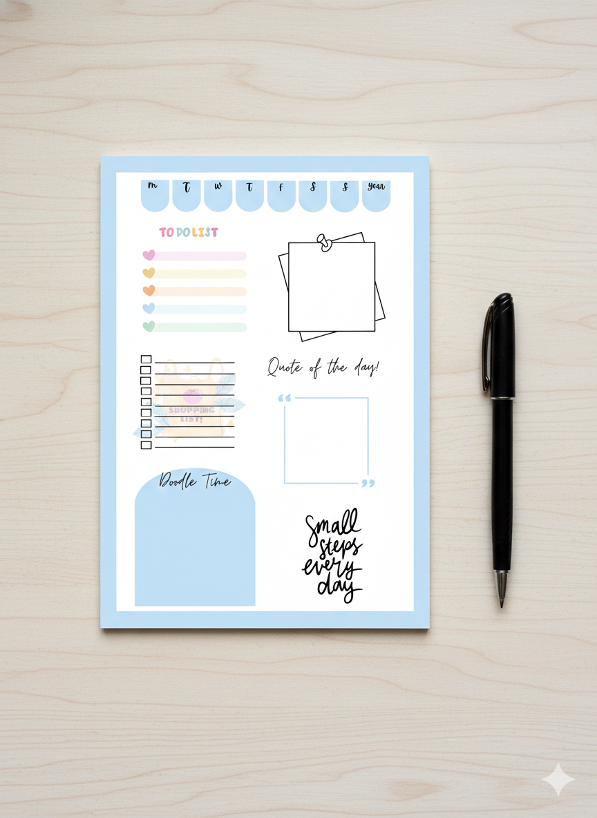 Daily Planner Notepad (5x7) | 50 Sheets | Daily Organizer & To-Do List | POSITIVE PROMPT ✨️
