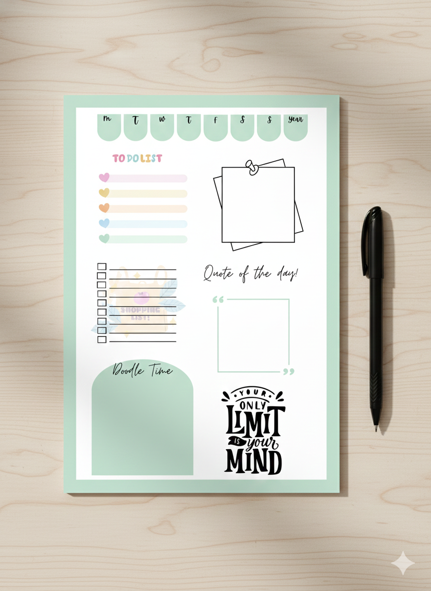 Daily Planner Notepad (5x7) | 50 Sheets | Daily Organizer & To-Do List | POSITIVE PROMPT ✨️